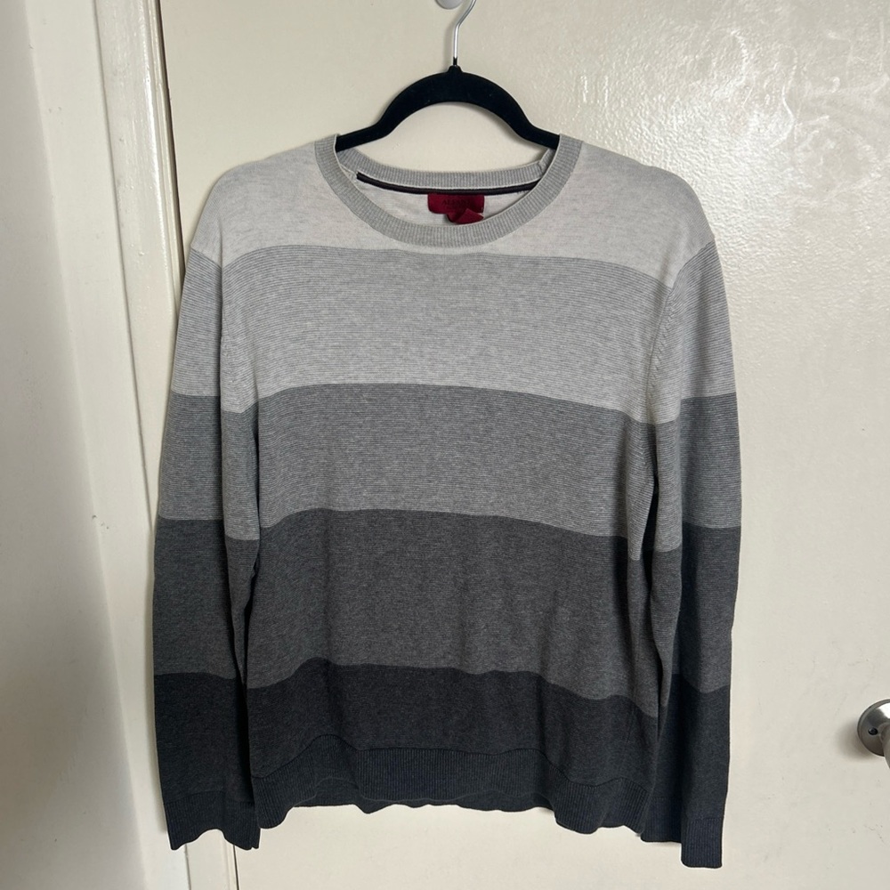 Alfani Vintage 100% Cotton Striped Sweater Men’s Slim Fit Sz L Crew Neck